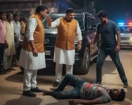 BJP MLA Krishna Kumar Rishi accused of assault by youth in Banmankhi, Purnea.