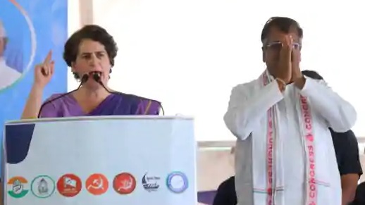 Priyanka Gandhi addressing rally in Motihari attacks PM Modi and CM Nitish Kumar over corruption and unemployment during Bihar Elections 2025