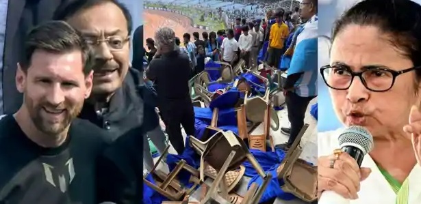 Messi in Kolkata के दौरान सॉल्ट लेक स्टेडियम में अफरा-तफरी, कार्यक्रम में अव्यवस्था के दृश्य