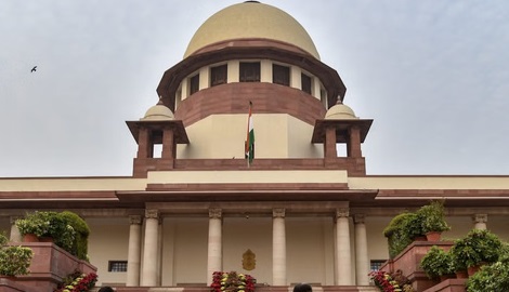 Supreme Court of India building with strong remark on Rohingya intruder case.