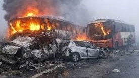 Relatives searching for missing family members after Yamuna Expressway accident amid dense fog in Uttar Pradesh