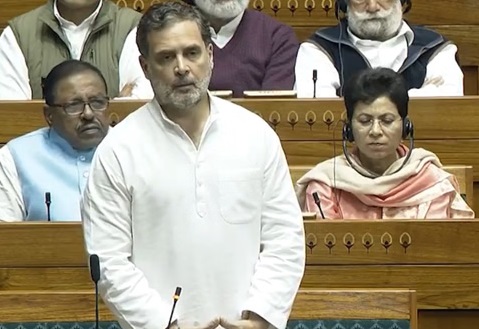 Rahul Gandhi attacking government in Parliament over Election Commission and democracy issues